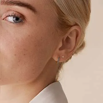 PAVOI 14K Gold Plated Sterling Silver Post Huggies | Cubic Zirconia Huggie Earrings for Women | Nano Spinel Blue Stones, Yellow Gold