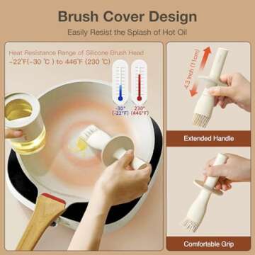 YARRAMATE 300ml / 10oz Oil Dispenser with Brush - Glass Oil Dispenser for Kitchen with Silicone Heat...