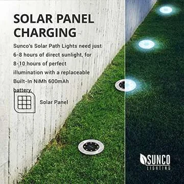 Sunco 12 Pack Solar Lights Outdoor Garden LED, Waterproof Landscape Pathway Light Fixture, Dusk to D...