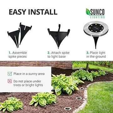 Sunco 12 Pack Solar Lights Outdoor Garden LED, Waterproof Landscape Pathway Light Fixture, Dusk to Dawn, Yard Patio Ground Lights, Deck, Cross Spike Stake, 7000K Diamond White