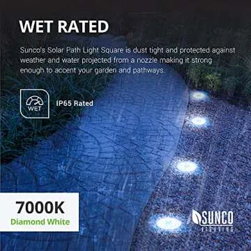 Sunco 12 Pack Solar Lights Outdoor Garden LED, Waterproof Landscape Pathway Light Fixture, Dusk to Dawn, Yard Patio Ground Lights, Deck, Cross Spike Stake, 7000K Diamond White