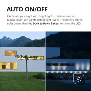 Sunco 12 Pack Solar Lights Outdoor Garden LED, Waterproof Landscape Pathway Light Fixture, Dusk to Dawn, Yard Patio Ground Lights, Deck, Cross Spike Stake, 7000K Diamond White