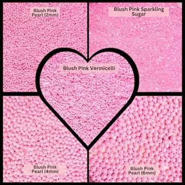 Confect Sprinkles for Cakes & Cupcakes Decoration | Assorted Pack of 5 Girly Dream Baby Shower Pearl Sprinkles | Baby Pink Sprinkles | Edible Mix Dragees, Jimmies & Sparkling Sugar - 3.5 Oz