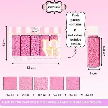 Confect Sprinkles for Cakes & Cupcakes Decoration | Assorted Pack of 5 Girly Dream Baby Shower Pearl Sprinkles | Baby Pink Sprinkles | Edible Mix Dragees, Jimmies & Sparkling Sugar - 3.5 Oz