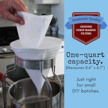 Maple Syrup Filter Set - 1 Qt. (3 pieces) - One Maple Syrup Making Heavy Duty Synthetic Filter and Two Pre Filters - REUSABLE – Perfect Size for at Home Maple Sugaring (1 Quart). Made in USA