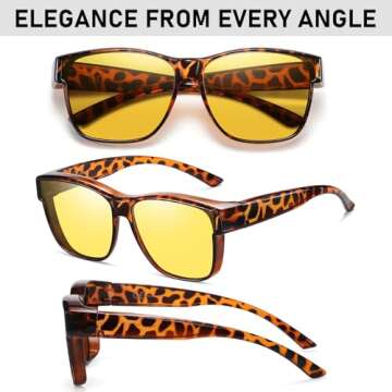GEGURI Night Vision Glasses, Night Driving Fit Over Glasses Polarized Anti-Glare for Men & Women Yel...