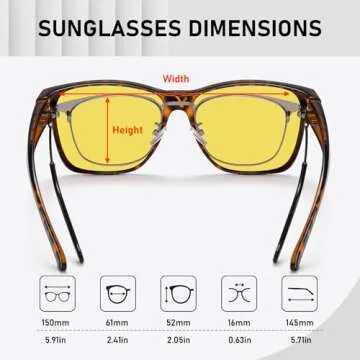 GEGURI Night Vision Glasses, Night Driving Fit Over Glasses Polarized Anti-Glare for Men & Women Yellow Lens