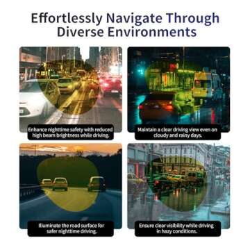 GEGURI Night Vision Glasses, Night Driving Fit Over Glasses Polarized Anti-Glare for Men & Women Yellow Lens