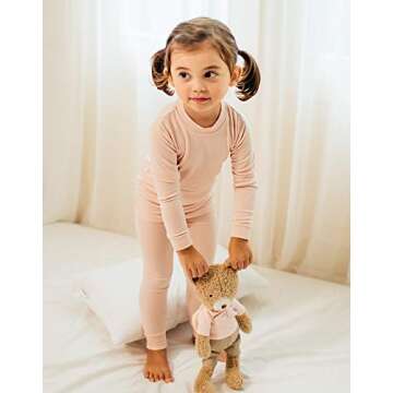VAENAIT BABY Kids Long Sleeve Modal Sleepwear Pajamas 2pcs Set Modal Milkpink L