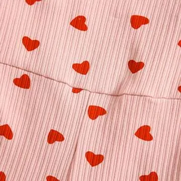 Guodeunh Toddler Baby Girls Bell-Bottoms Jumpsuit Ribbed Sleeveless Spaghetti Straps Romper Heart Print Valentines Outfit (Pink, 12-18 Months)