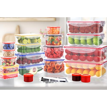 40 Pcs Food Storage Containers with Lids Airtight- Plastic Meal Prep Container for Pantry Kitchen Or...