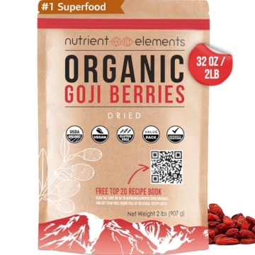 2lbs Organic Raw Dried Goji Berries - USDA Certified, Non GMO, Large Berries with Recipes E-Book - b...