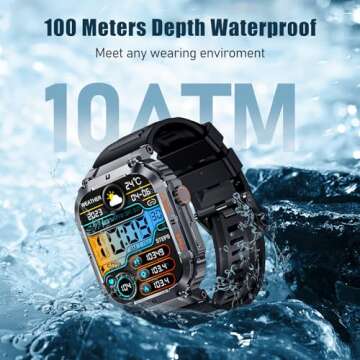OCTDG Smart Watch (Make/Answer Calls), 2” HD Big Screen Waterproof Fitness Tracker with Sleep Monitor, 100+ Sports Modes Military Smartwatch for iPhone & Android Phones