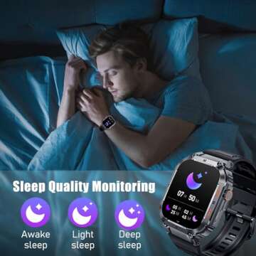 OCTDG Smart Watch (Make/Answer Calls), 2” HD Big Screen Waterproof Fitness Tracker with Sleep Monitor, 100+ Sports Modes Military Smartwatch for iPhone & Android Phones