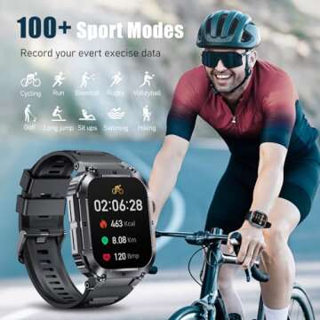 OCTDG Smart Watch (Make/Answer Calls), 2” HD Big Screen Waterproof Fitness Tracker with Sleep Monitor, 100+ Sports Modes Military Smartwatch for iPhone & Android Phones