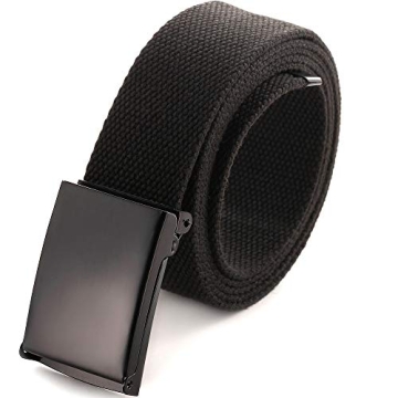 Adjustable Canvas Web Belt with Military Buckle - Cut to Fit Up to 52"