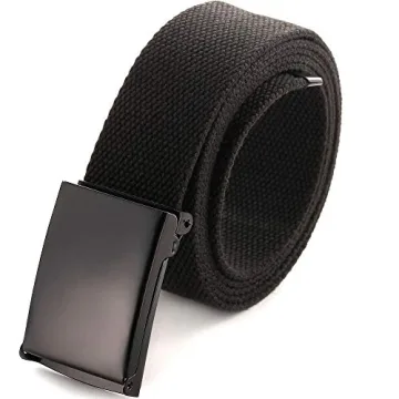 Adjustable Canvas Web Belt with Military Buckle - Cut to Fit Up to 52"
