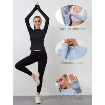 Fuqimman Black Workout Jacket for Women - Stylish & Functional