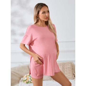 OYOANGLE Women's Maternity 2 Piece Set for Comfort