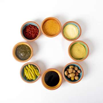 Clay pot for cooking - Handmade oven bowl tajine cooking pot - Microwave & Oven Safe - 100% Natural earthenware pot - Eco friendly terracotta pots for Mexican Indian Korean moroccan Dishes, (8 Pcs)