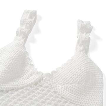 Women 2 Piece Outfits Sets Crochet Knit Hollow Out Camisole Crop Top Mini Skirt Two Piece Skirt Set Summer (White, S)