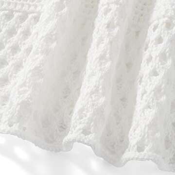 Women 2 Piece Outfits Sets Crochet Knit Hollow Out Camisole Crop Top Mini Skirt Two Piece Skirt Set Summer (White, S)