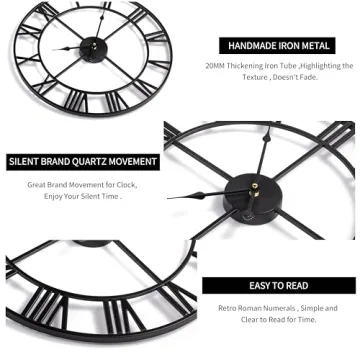 LEIKE 24" Silent Wall Clock - Stylish & Functional Decor