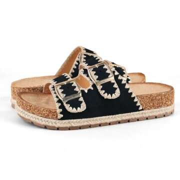 ZHILETAO Black Flip Flops with Arch Support for Women Comfort Slip-on Soft Orthotic Thong Sandals fo...