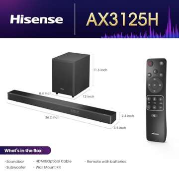 Hisense AX3125H 3.1.2Ch Sound Bar with Subwoofer