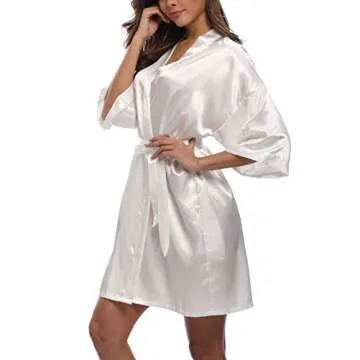 Old-Times Women's Pure Color Silk Kimono Robes for Gifts