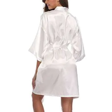 Old-Times Women's Pure Color Silk Kimono Robes for Gifts