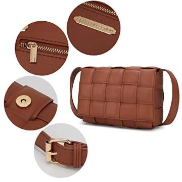 MKF Woven Crossbody Bag - Vegan Leather Designer Purse