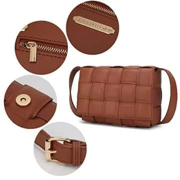 MKF Woven Crossbody Bag - Vegan Leather Designer Purse