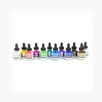 Dr. Ph. Martin's Iridescent Calligraphy Color (Set 1) Ink Set, 1.0 oz, Set 1 Colors, 1 Set of 12 Bottles