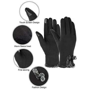 OTIOTI 1 Pair Womens Gloves Winter Touch Screen Texting Gloves for Women Fleece Lined Thick Warm Gloves
