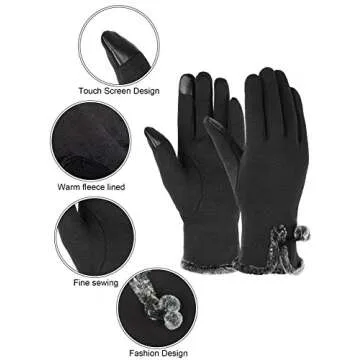 OTIOTI 1 Pair Womens Gloves Winter Touch Screen Texting Gloves for Women Fleece Lined Thick Warm Gloves