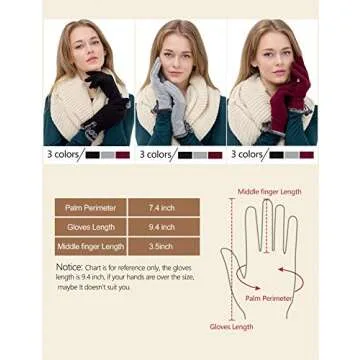 OTIOTI 1 Pair Womens Gloves Winter Touch Screen Texting Gloves for Women Fleece Lined Thick Warm Gloves