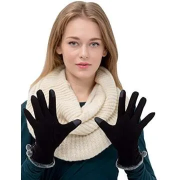 OTIOTI 1 Pair Womens Gloves Winter Touch Screen Texting Gloves for Women Fleece Lined Thick Warm Gloves