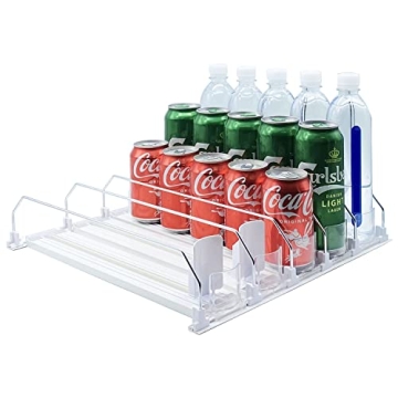SZNLZQ Drink Organizer for Fridge-White Automatic Pusher Glide,12oz 16oz 20oz-Soda Dispenser for Fridge-Holds up to 25 Cans