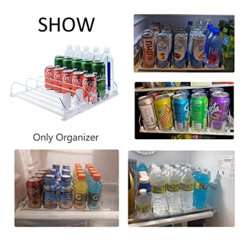 SZNLZQ Drink Organizer for Fridge-White Automatic Pusher Glide,12oz 16oz 20oz-Soda Dispenser for Fridge-Holds up to 25 Cans