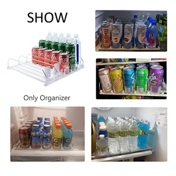 SZNLZQ Drink Organizer for Fridge-White Automatic Pusher Glide,12oz 16oz 20oz-Soda Dispenser for Fridge-Holds up to 25 Cans