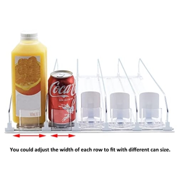 SZNLZQ Drink Organizer for Fridge-White Automatic Pusher Glide,12oz 16oz 20oz-Soda Dispenser for Fridge-Holds up to 25 Cans