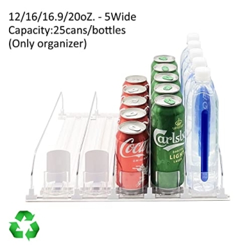 SZNLZQ Drink Organizer for Fridge-White Automatic Pusher Glide,12oz 16oz 20oz-Soda Dispenser for Fridge-Holds up to 25 Cans