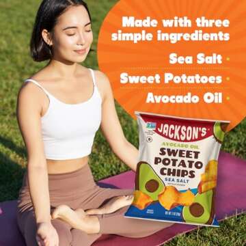 Jackson’s Sweet Potato Kettle Chips with Sea Salt made with Premium Avocado Oil (1 oz, Pack of 15)...