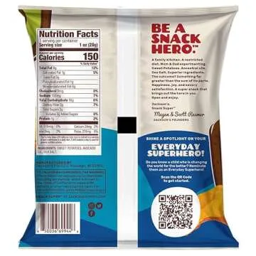 Jackson’s Sweet Potato Kettle Chips - Healthy Snack Pack of 15