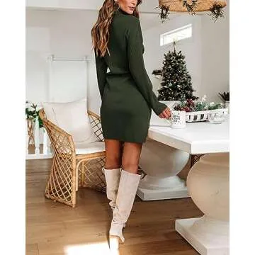 Stylish Dowerme Women’s High Neck Sweater Dress