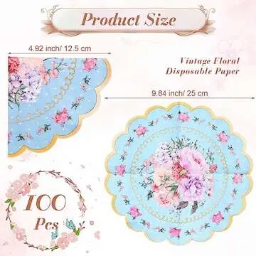 Dandat Floral Tea Party Napkins - Scalloped 3 Ply Decor for Celebrations