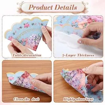 Dandat Floral Disposable Tea Party Napkins for Events