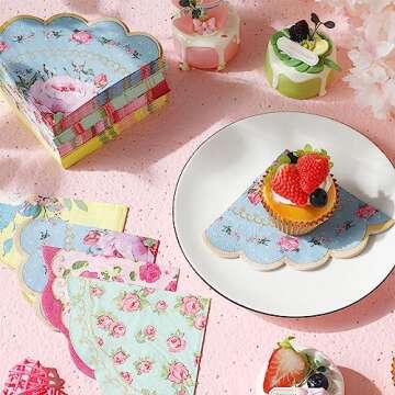 Dandat Floral Disposable Tea Party Napkins for Events
