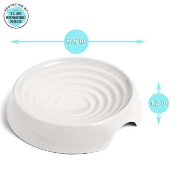 CatGuru Cat Bowls, Whisker Stress Free Food Bowl, Reliefs Fatigue, Wide Non Slip Shallow Dish, Feeding & Watering Supplies (Set of 2, Marshmallow)